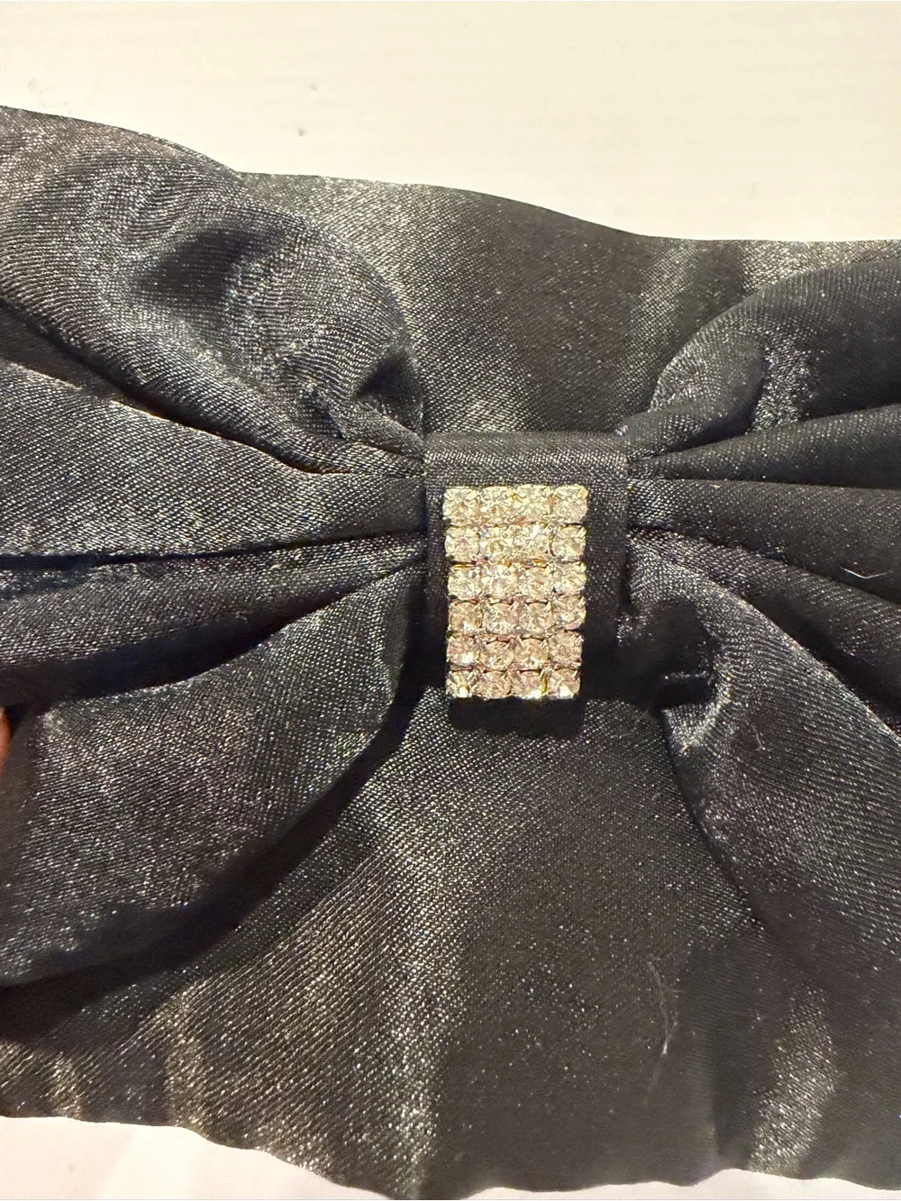 Vtg Black Evening Bag Zipper Top Jeweled Detail NWT 7 1/2” X 5”